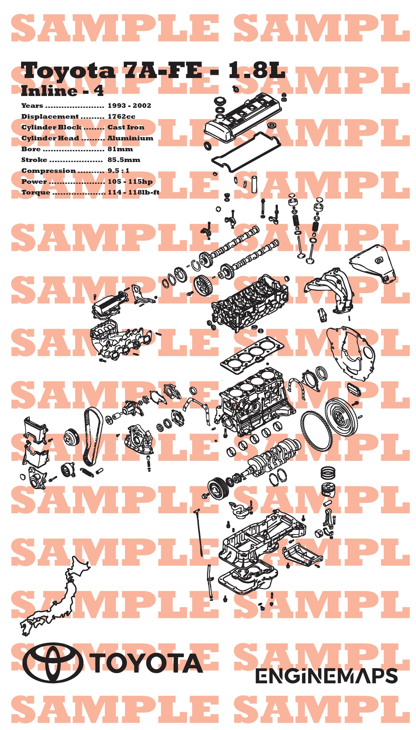 Toyota 7AFE 1.8L Exploded View Banner