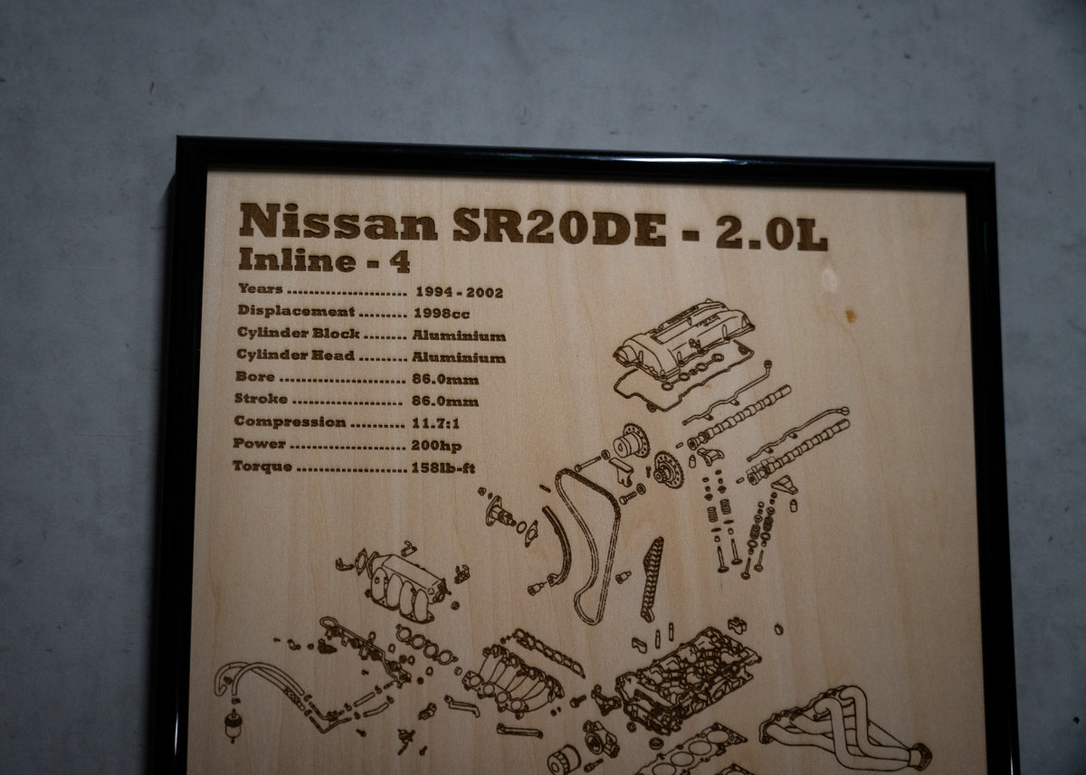 Nissan SR20DE 2.0L exploded view poster
