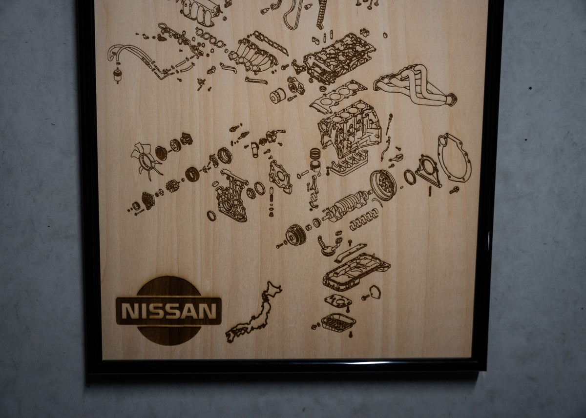 Nissan SR20DE 2.0L exploded view poster