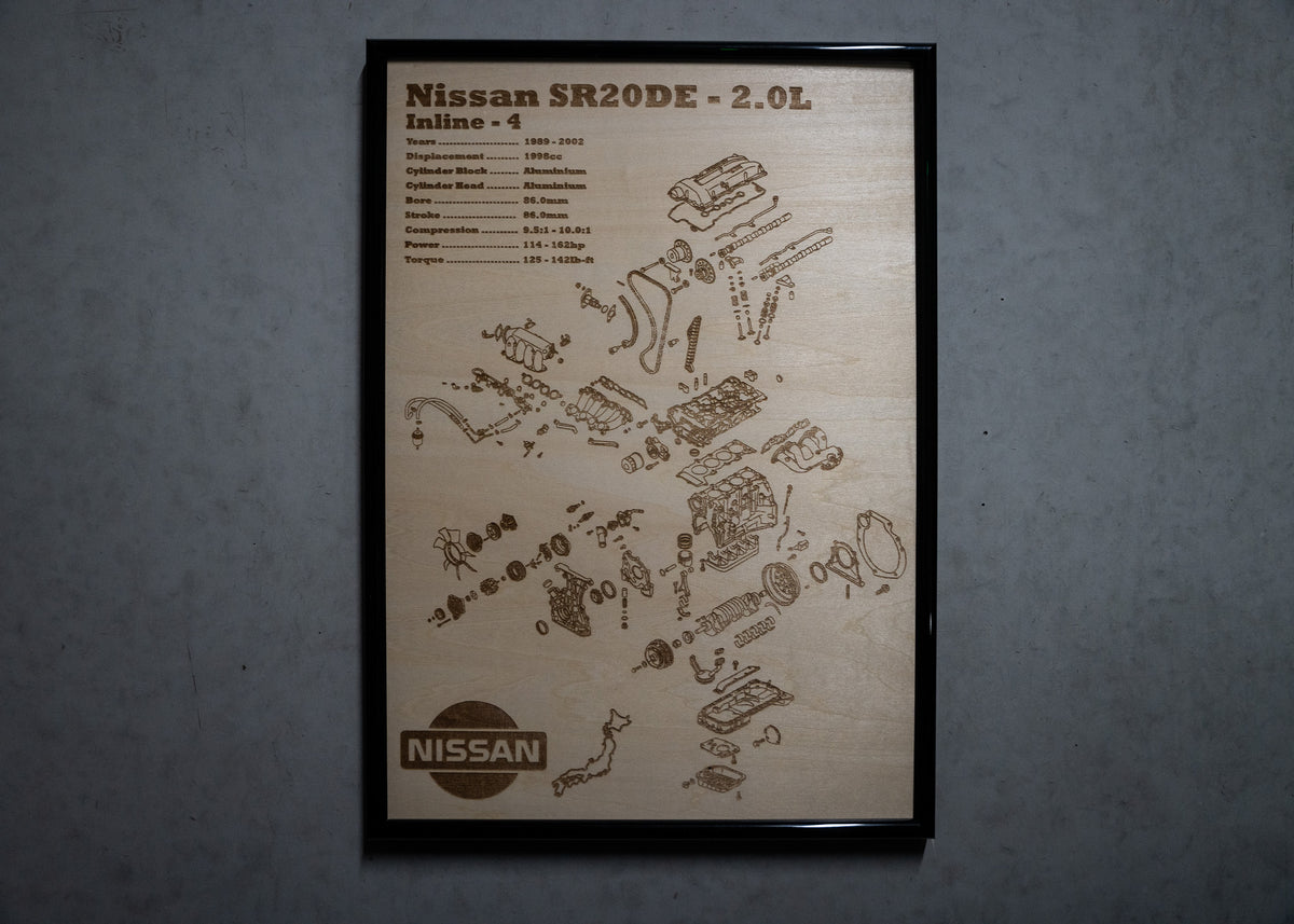 Nissan SR20DE 2.0L exploded view poster