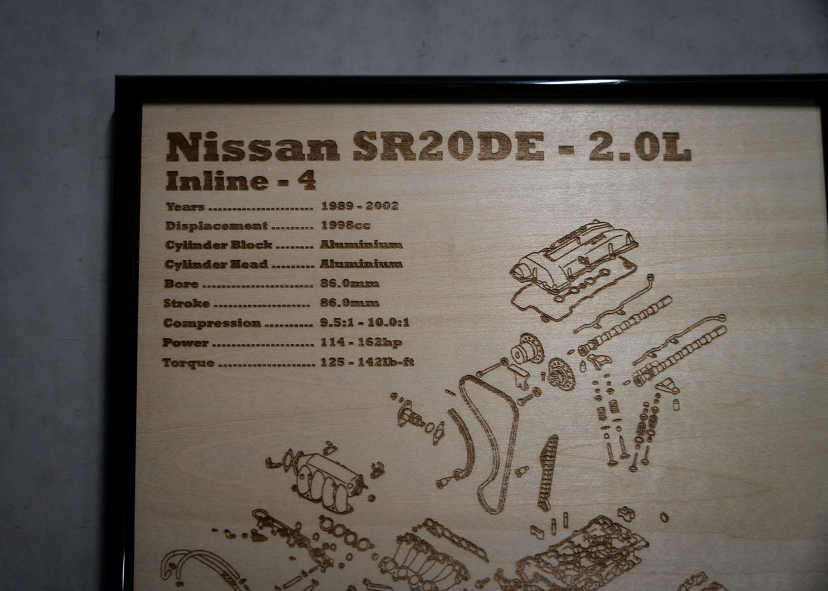 Nissan SR20DE 2.0L exploded view poster