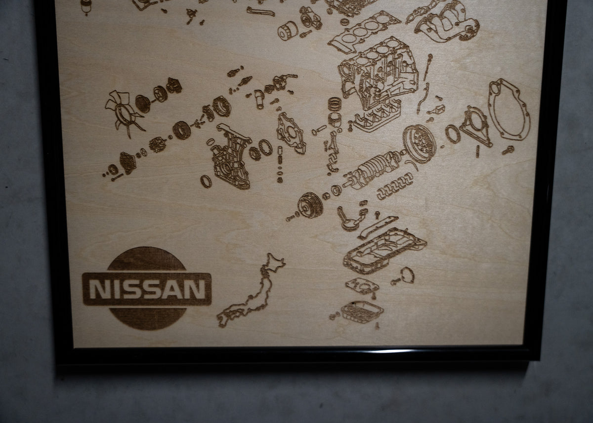 Nissan SR20DE 2.0L exploded view poster