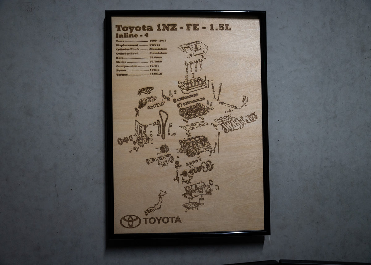 Toyota 1NZ-FE 1.5L Exploded View Poster