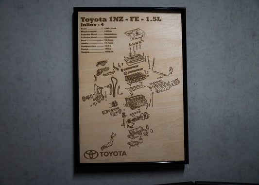 Toyota 1NZ-FE 1.5L Exploded View Poster