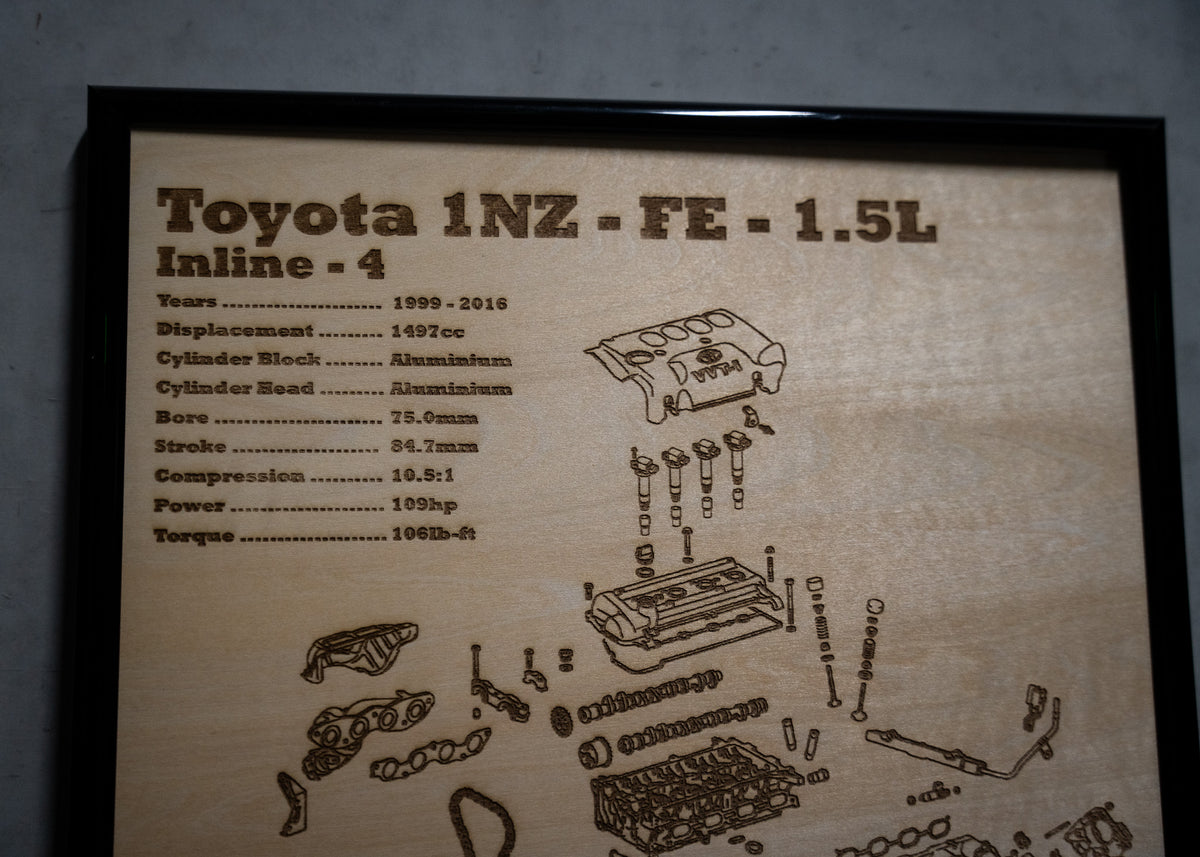 Toyota 1NZ-FE 1.5L Exploded View Poster
