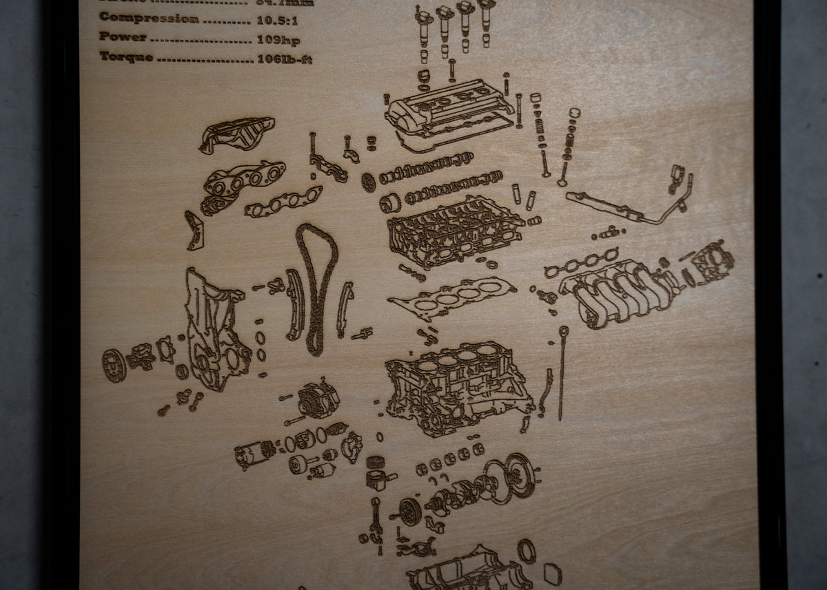 Toyota 1NZ-FE 1.5L Exploded View Poster