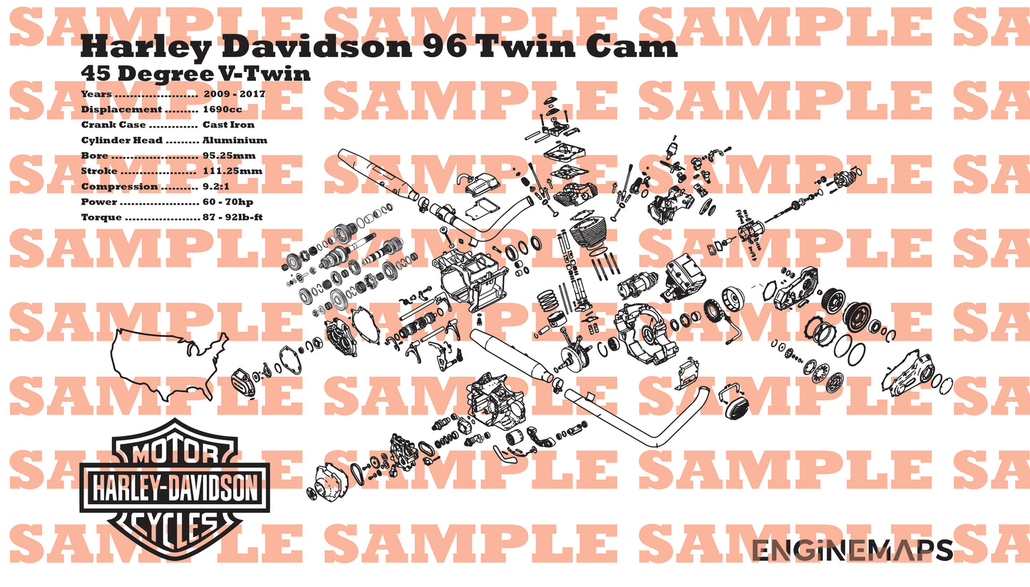 Harley Davidson 96 Twin Cam Exploded View Banner