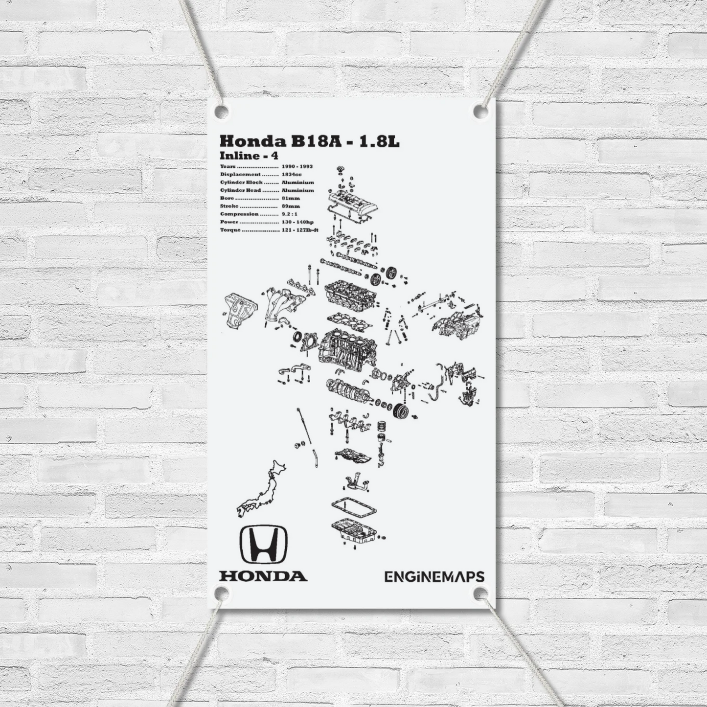 Honda B18A 1.8L Exploded View Banner