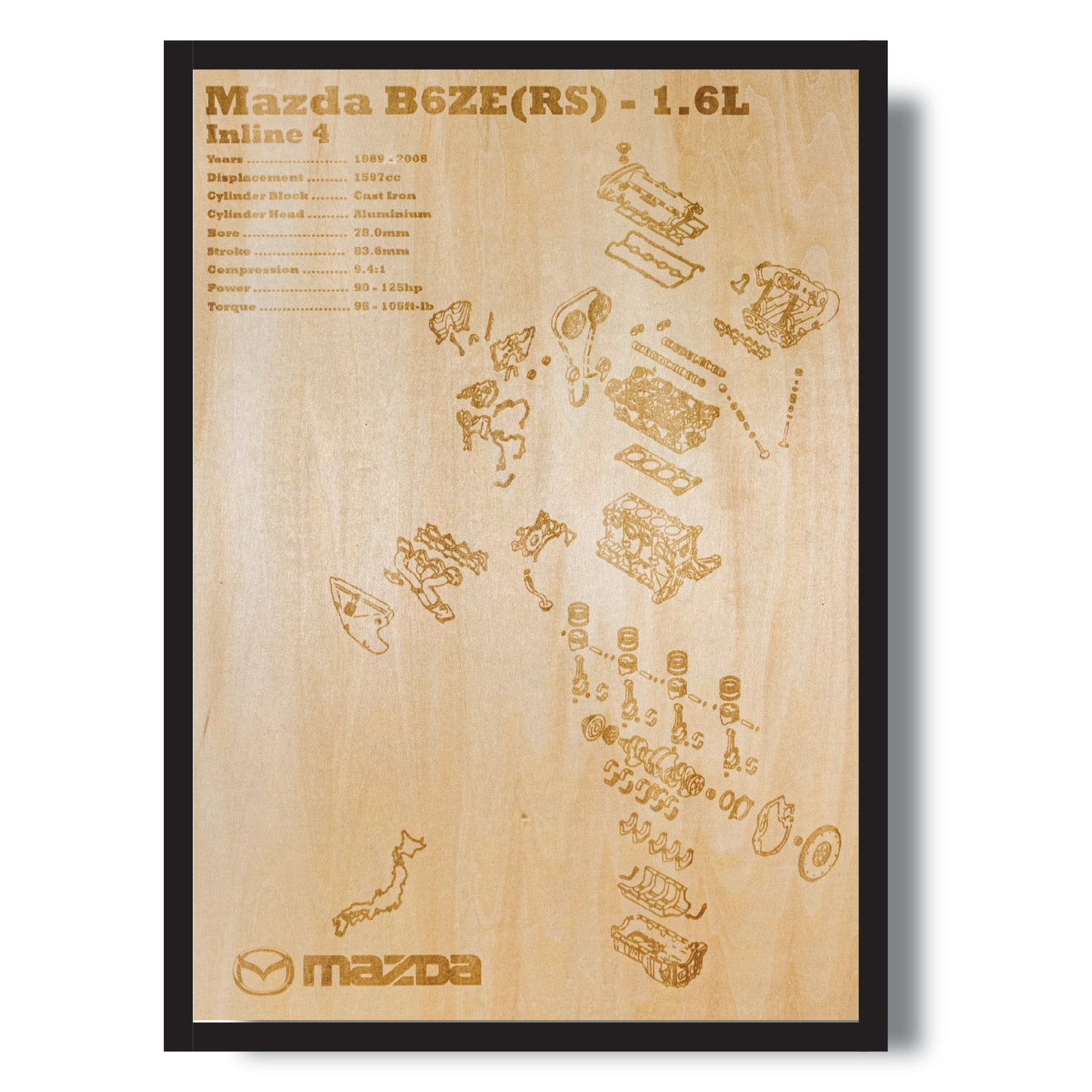 Mazda B6ZE(RS) 1.6L Exploded View Poster