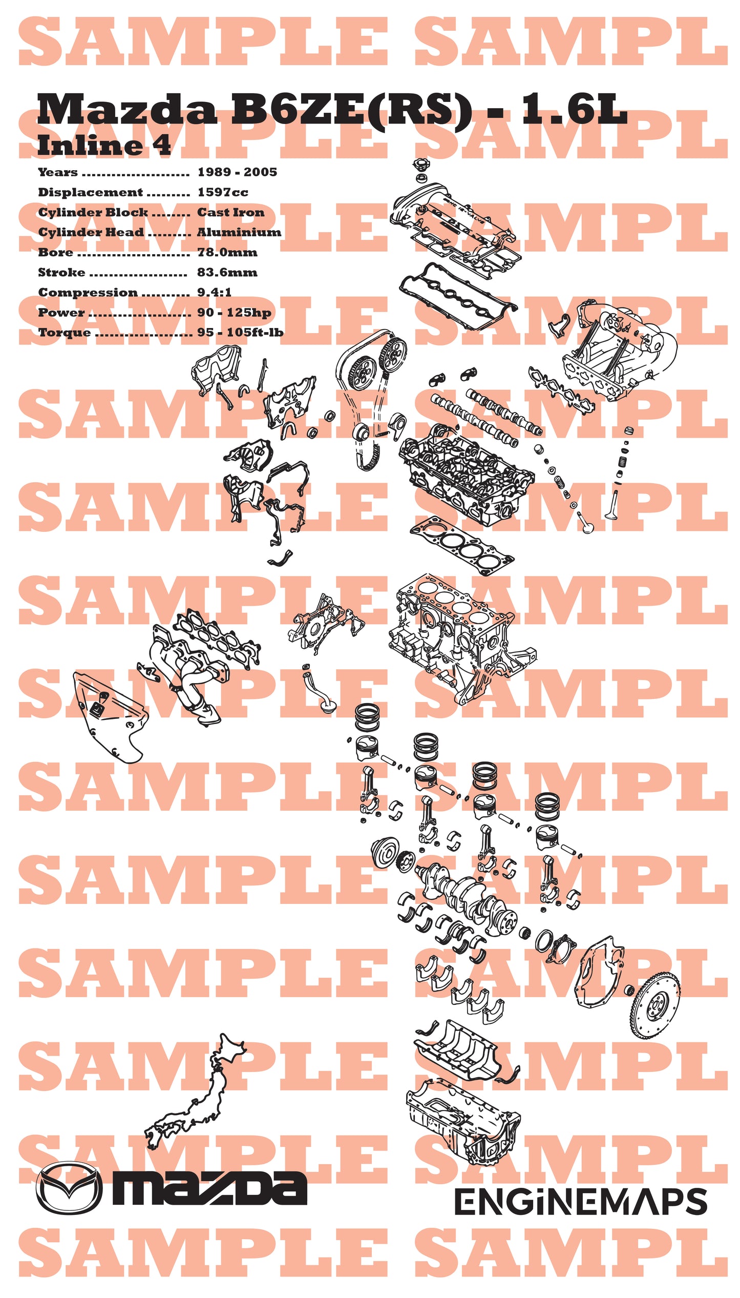 Mazda B6ZE(RS) 1.6L Exploded View Banner