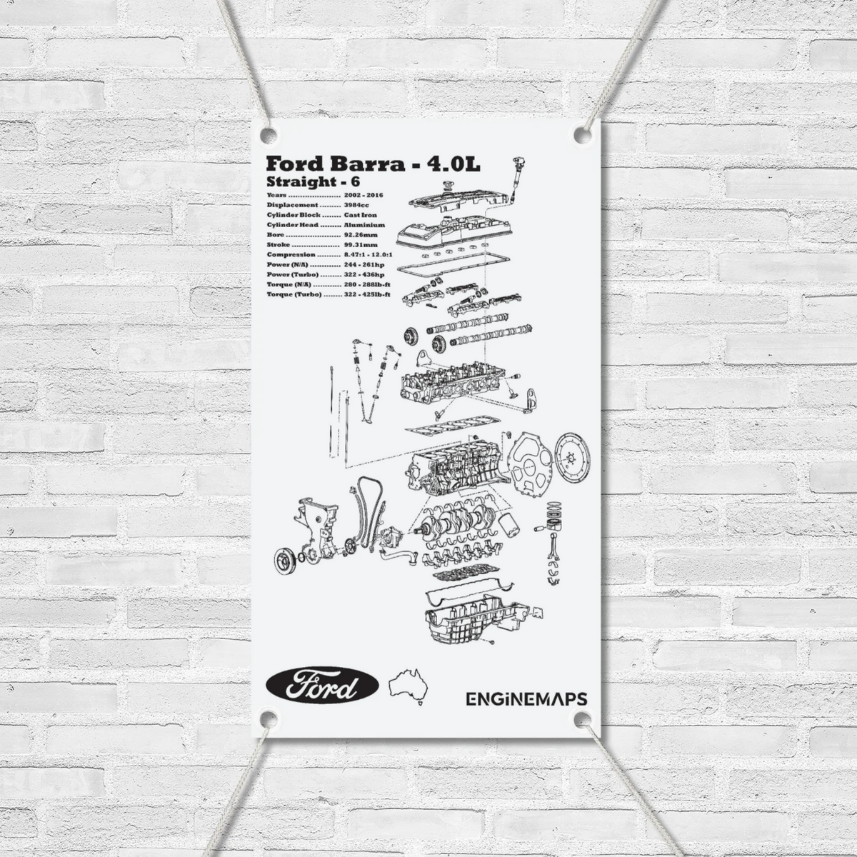 Ford Barra 4.0L Exploded View Banner – EngineMaps