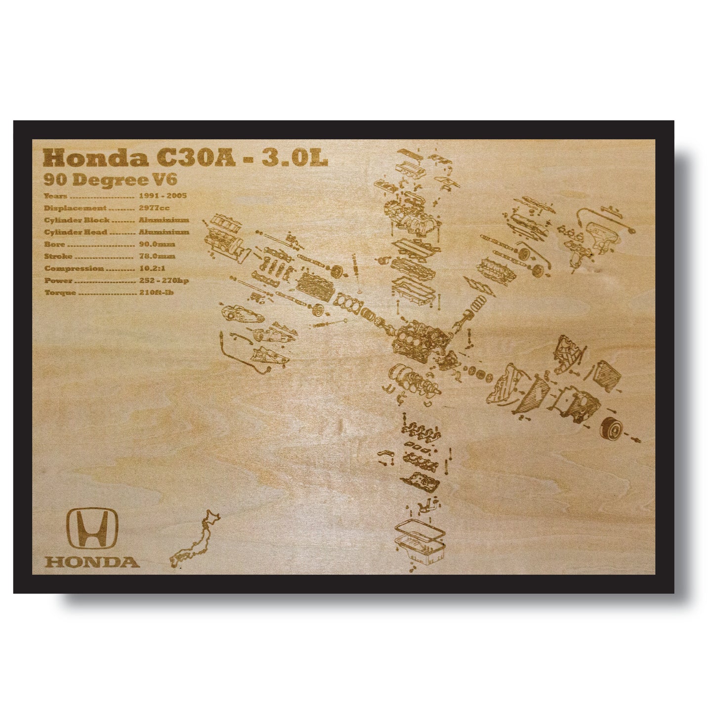 Honda C30A 3.0L Exploded View Poster – EngineMaps