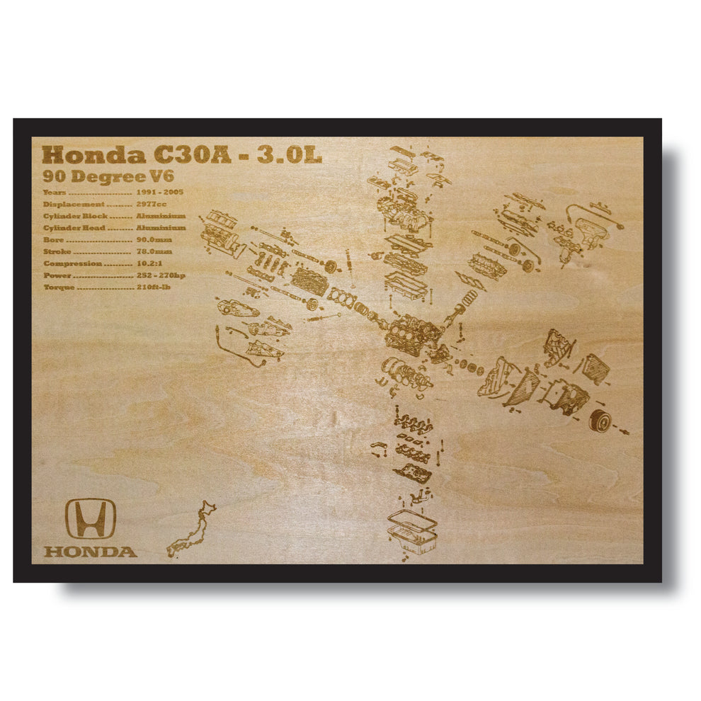 Honda C30A 3.0L Exploded View Poster – EngineMaps