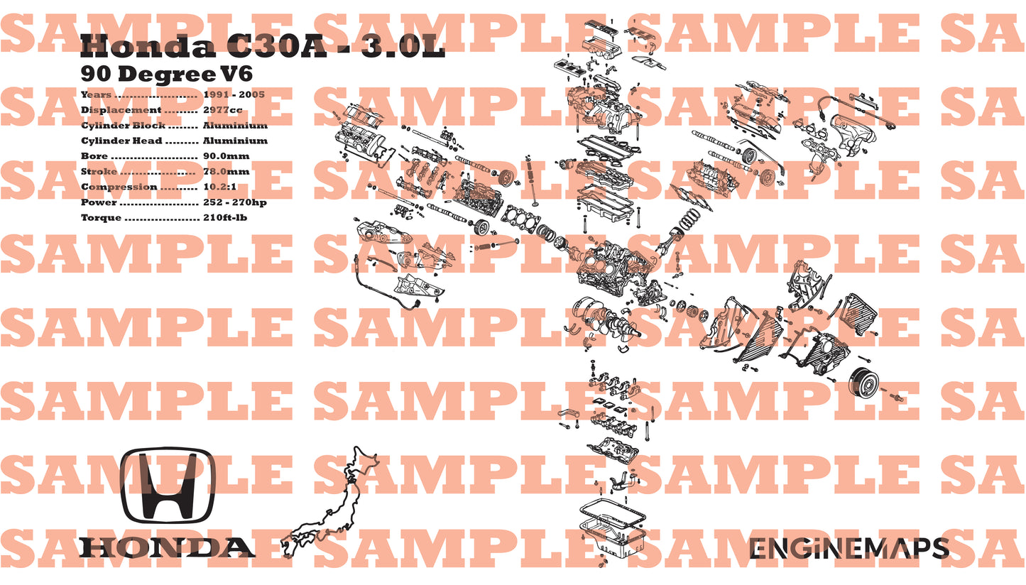 Honda C30A 3.0L Exploded View Banner – EngineMaps