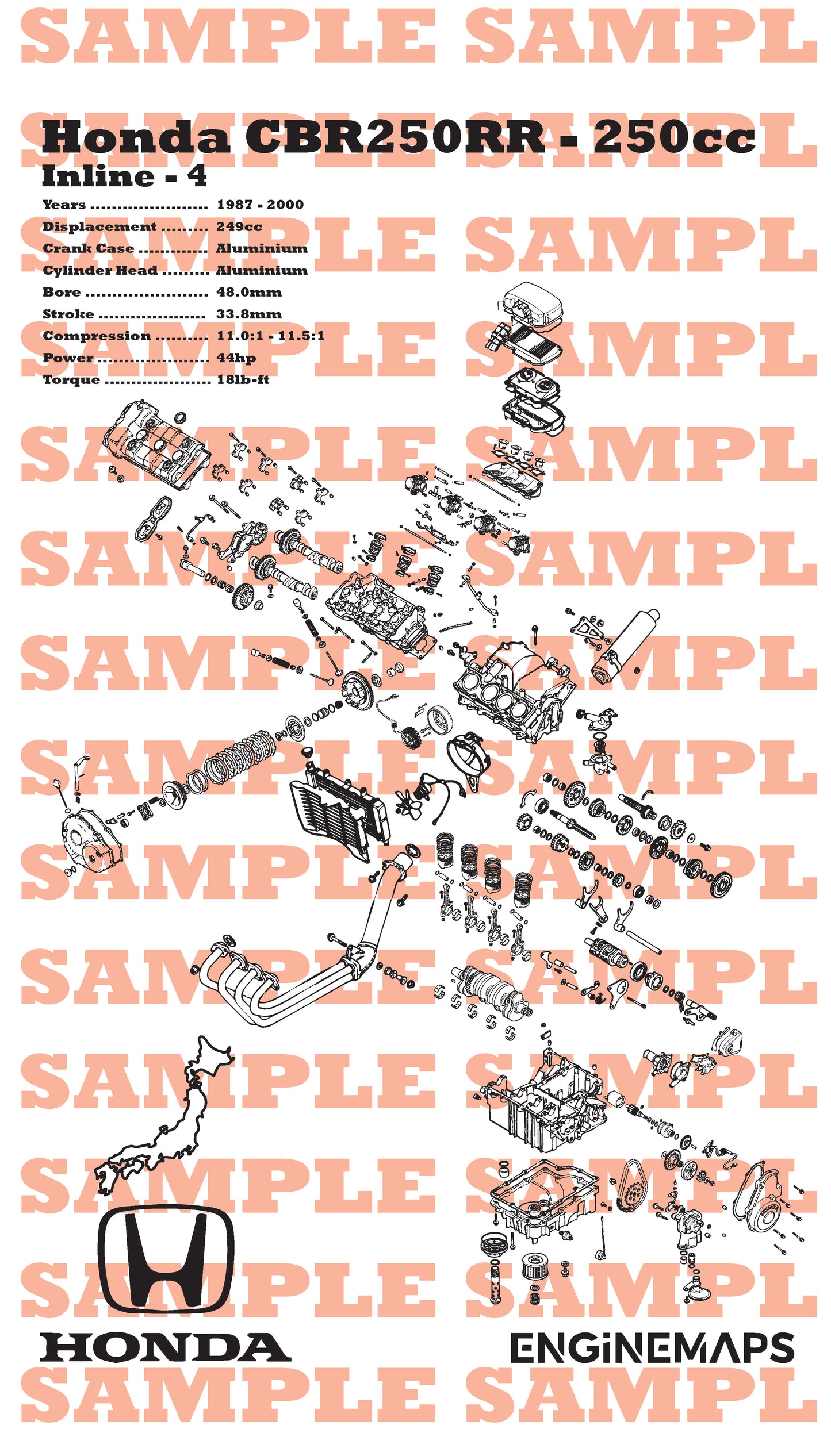 Honda CBR250RR (MC19) 250cc Exploded View Banner
