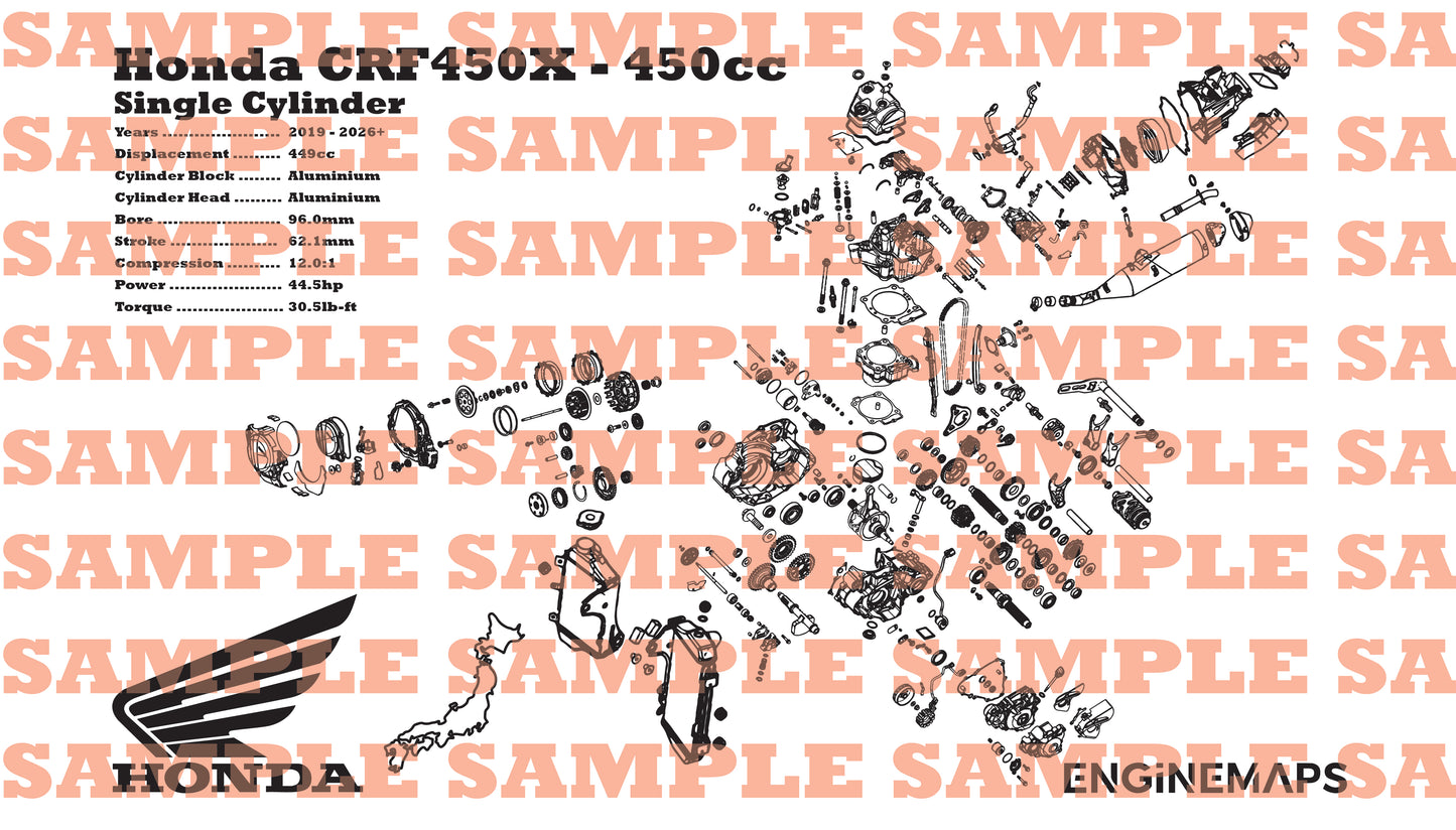 Honda CRF450X 450cc Exploded View Banner