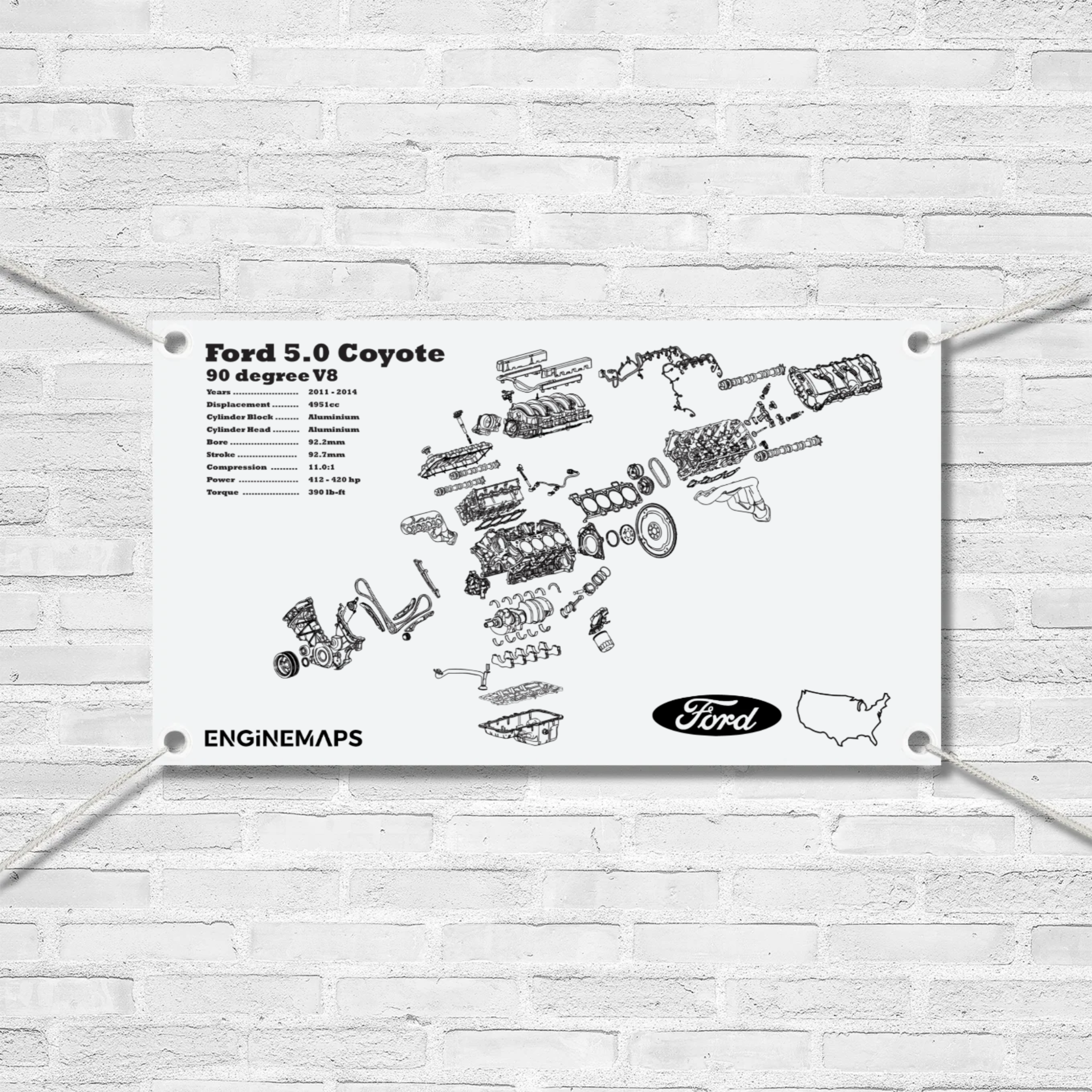 Ford 5.0 Coyote exploded view banner [1st Gen] – EngineMaps