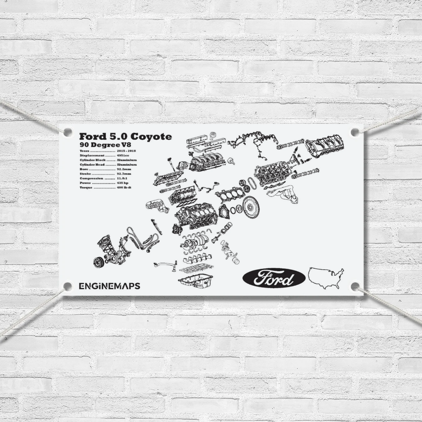 Ford Coyote 5.0 exploded view banner [Gen 2]