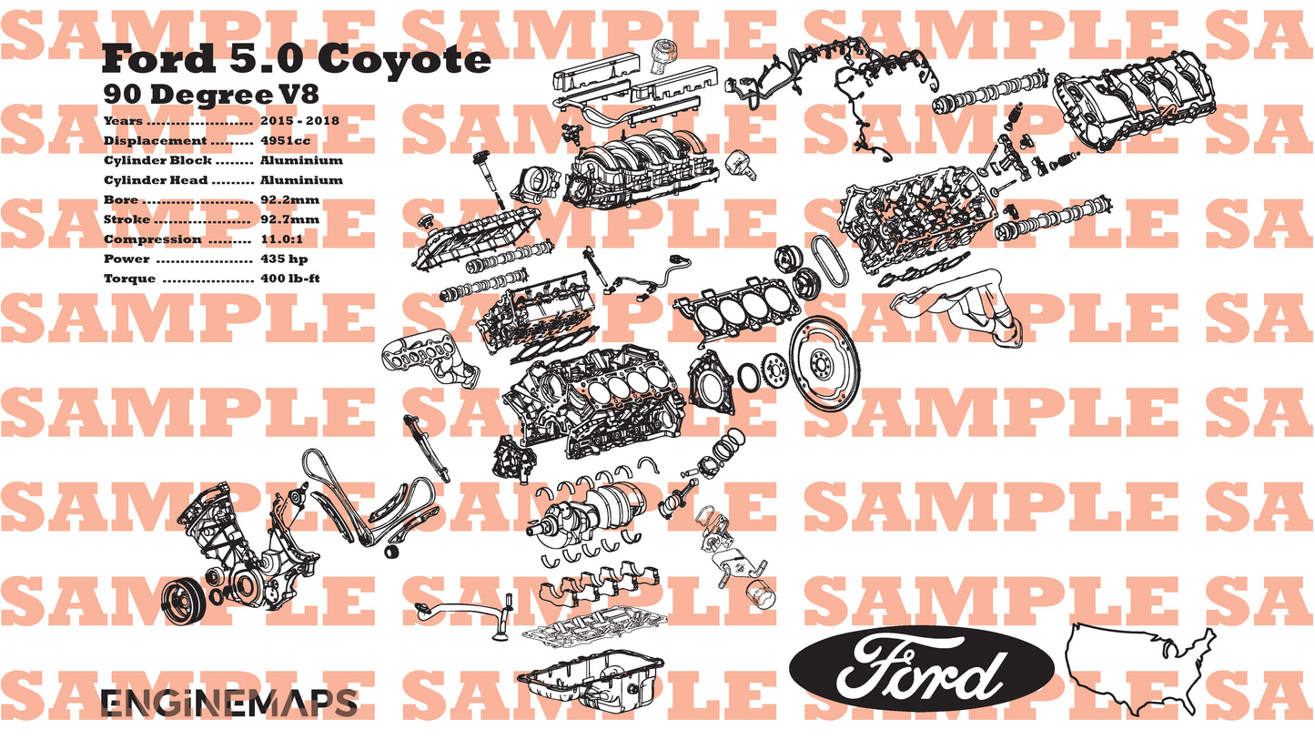Ford Coyote 5.0 exploded view banner [Gen 2]