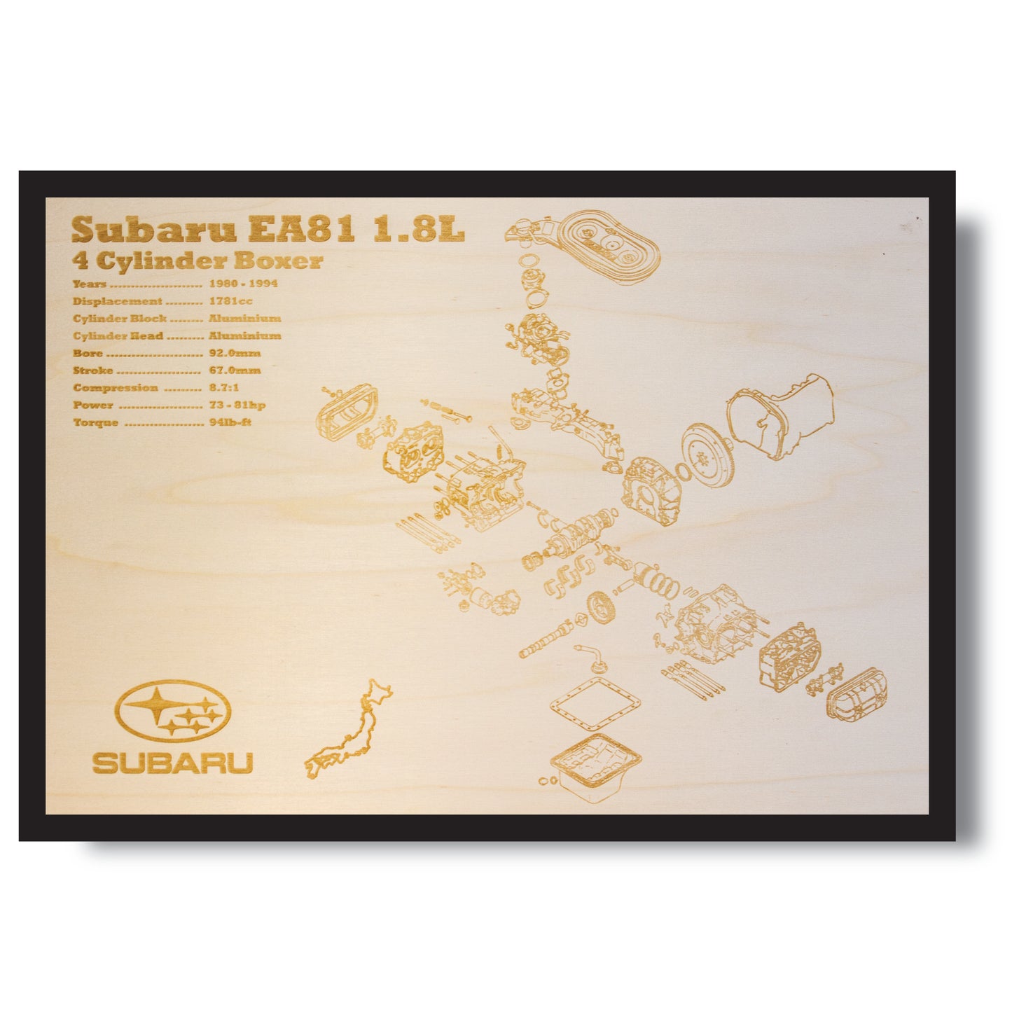 Subaru EA81 1.8L exploded view poster