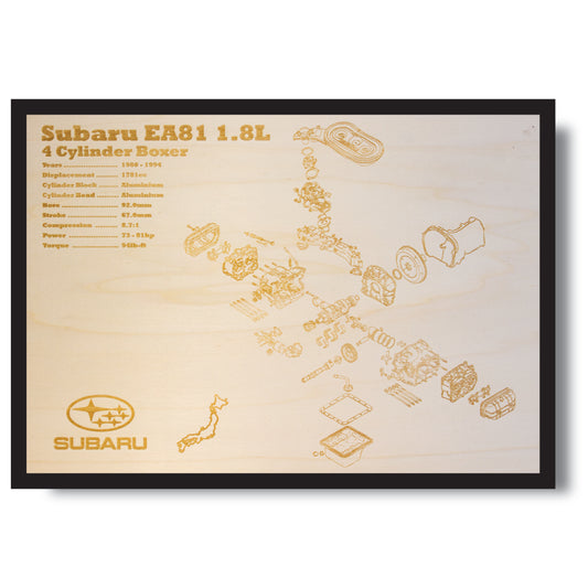 Subaru EA81 1.8L exploded view poster