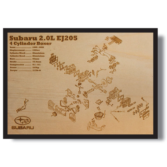 Subaru EJ205 2.0L Exploded View Poster