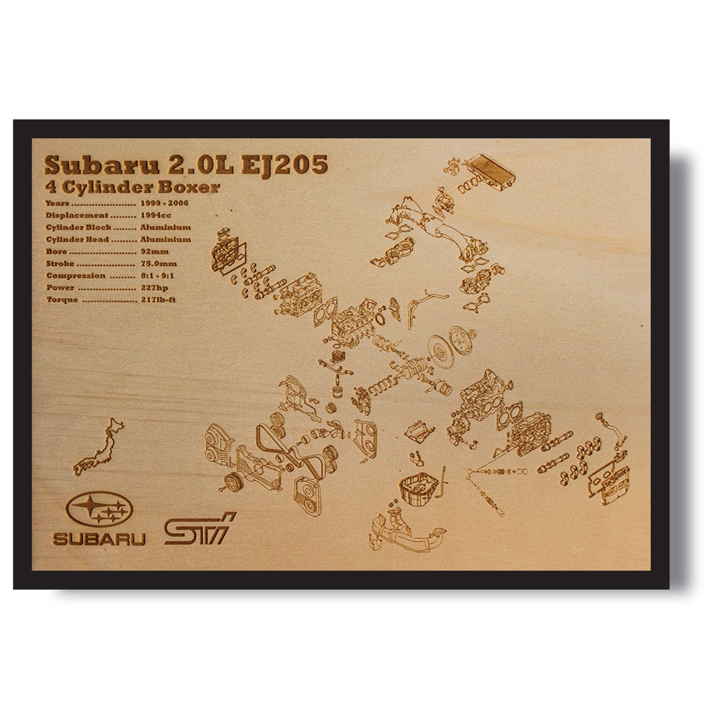 Subaru EJ205 2.0L Exploded View Poster