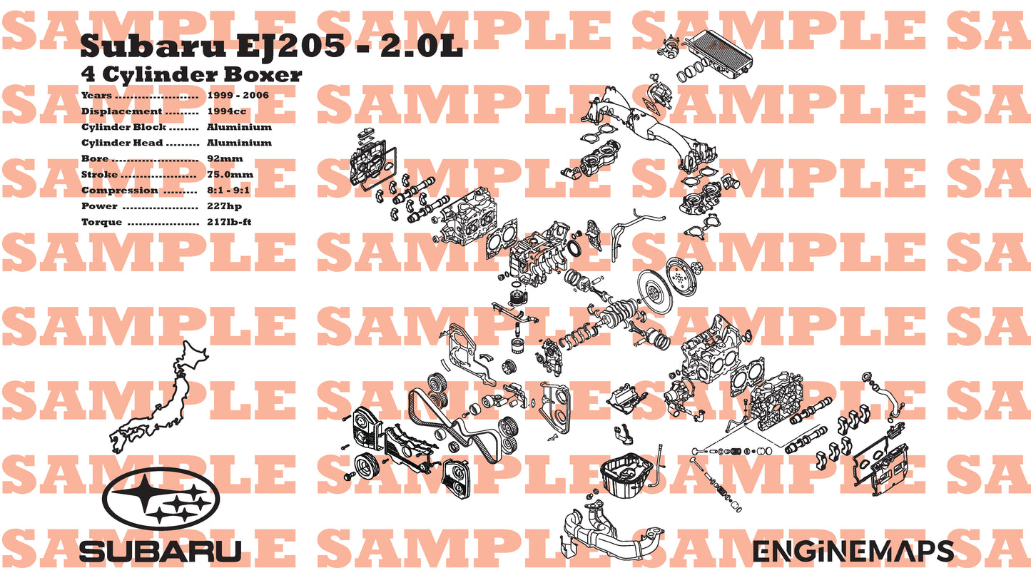 Subaru EJ205 2.0L Exploded View Banner