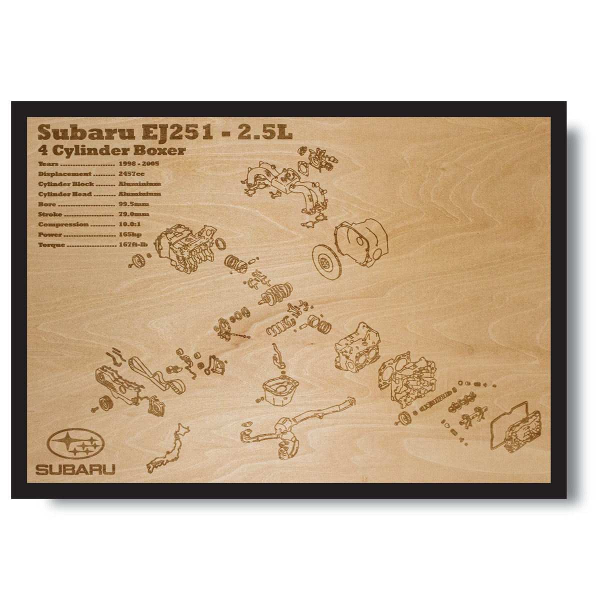 Subaru EJ251 2.5L Exploded view poster – EngineMaps