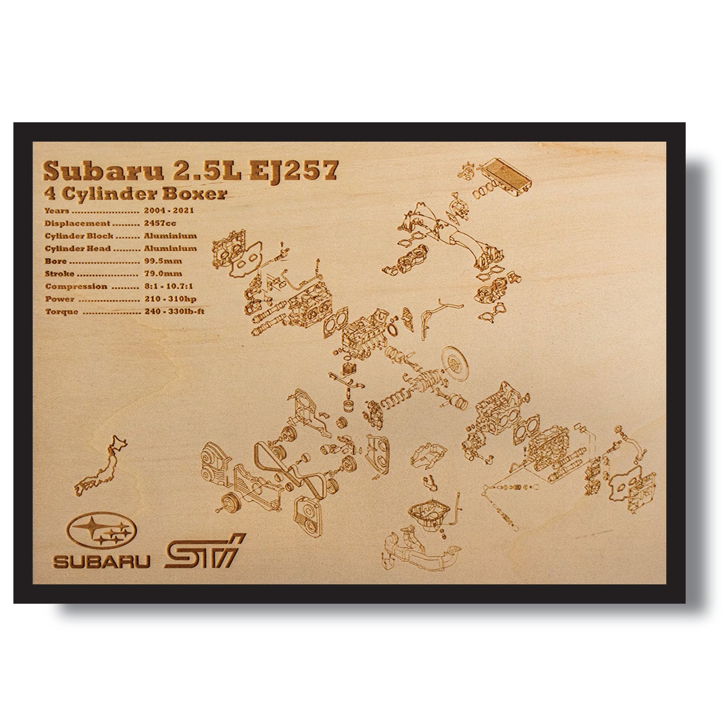 Subaru EJ257 2.5L Exploded View Poster