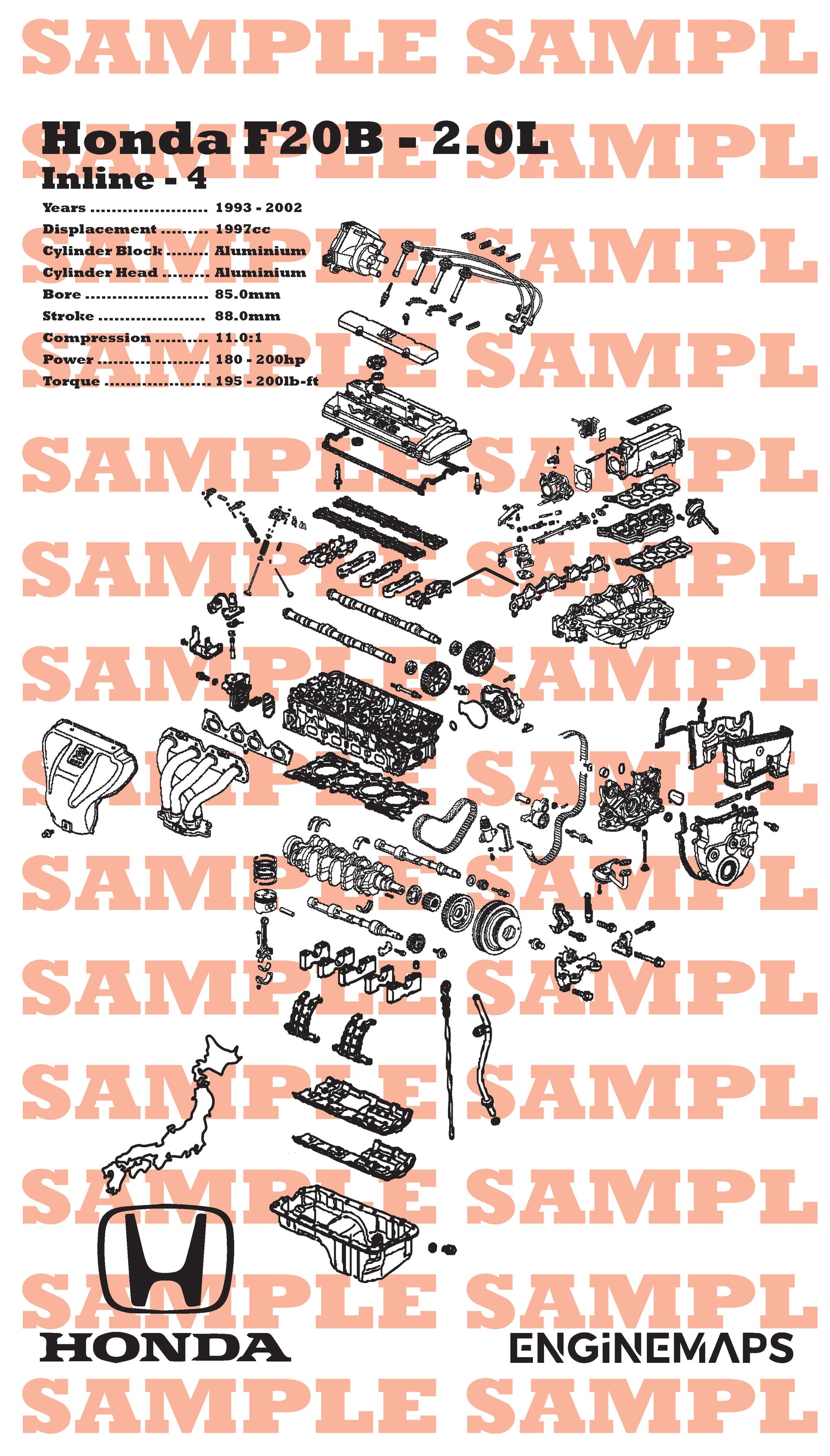 Honda F20B 2.0L Exploded View Banner