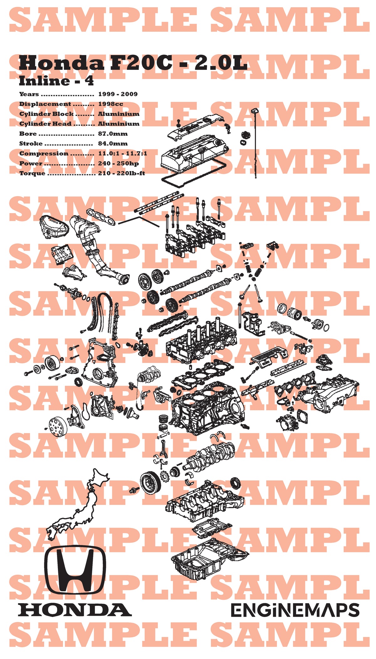 Honda F20C 2.0L Exploded View Banner – EngineMaps