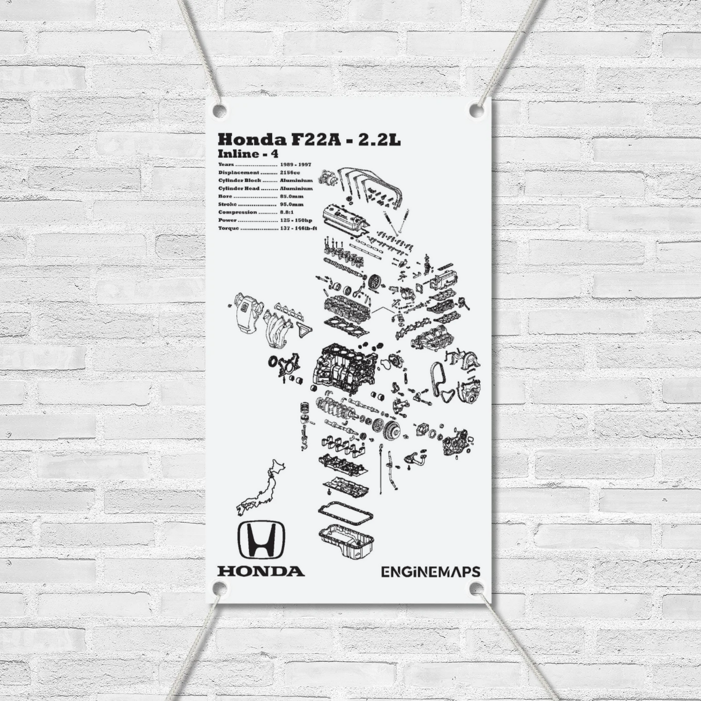 Honda F22A 2.2L Exploded View Banner