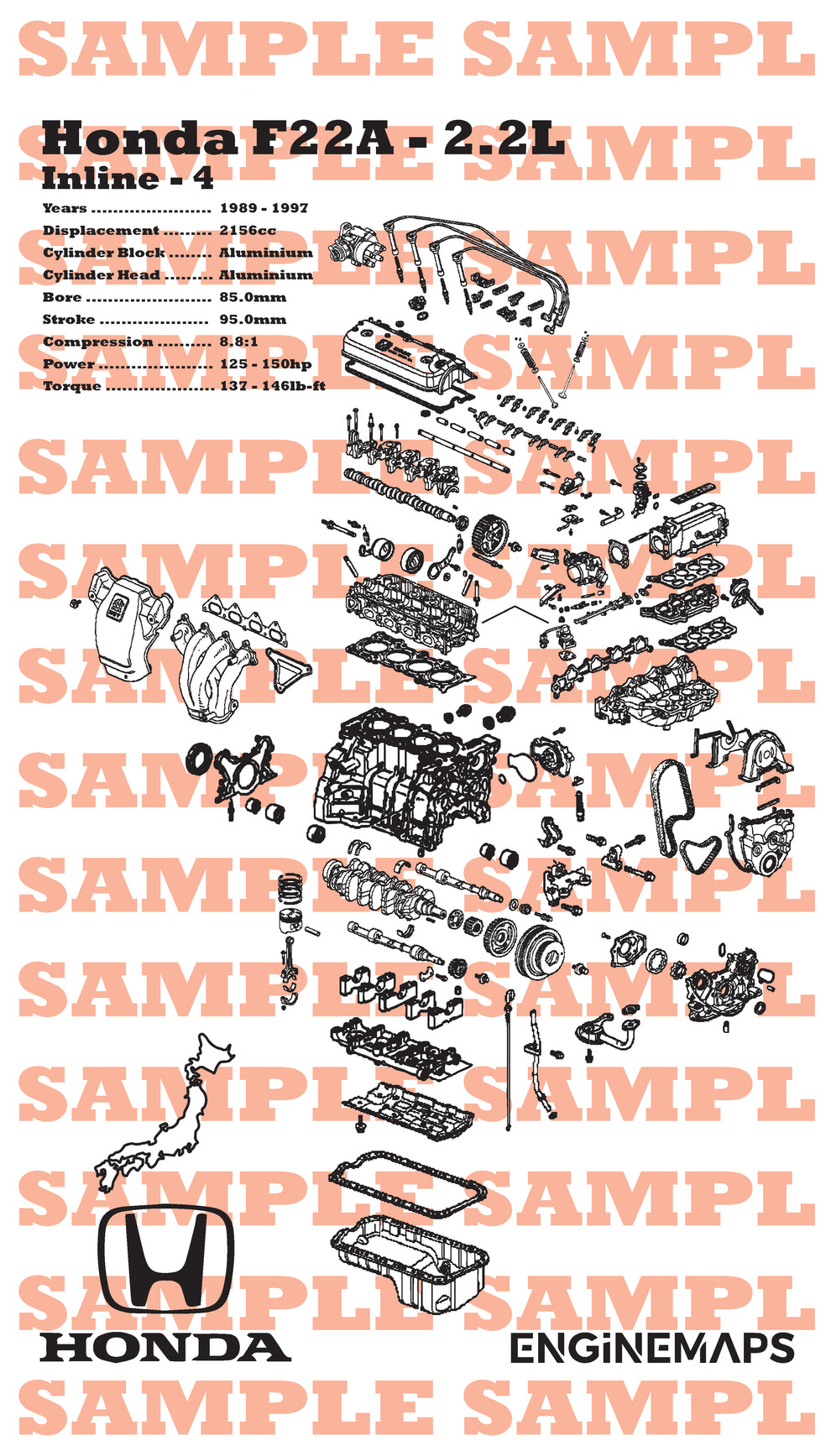 Honda F22A 2.2L Exploded View Banner – EngineMaps