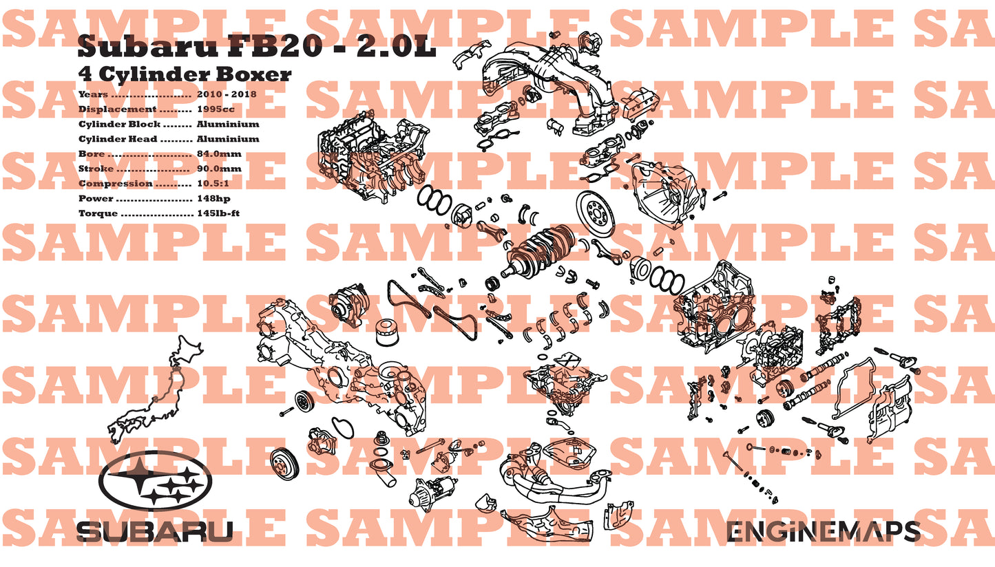 Subaru FB20 2.0L Exploded View Banner