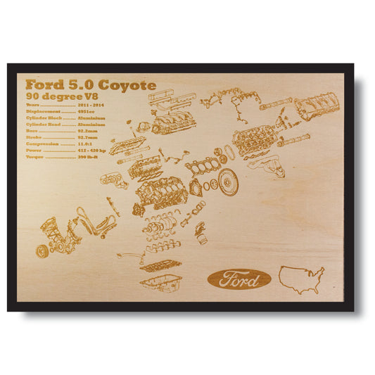 Ford 5.0 Coyote exploded view poster