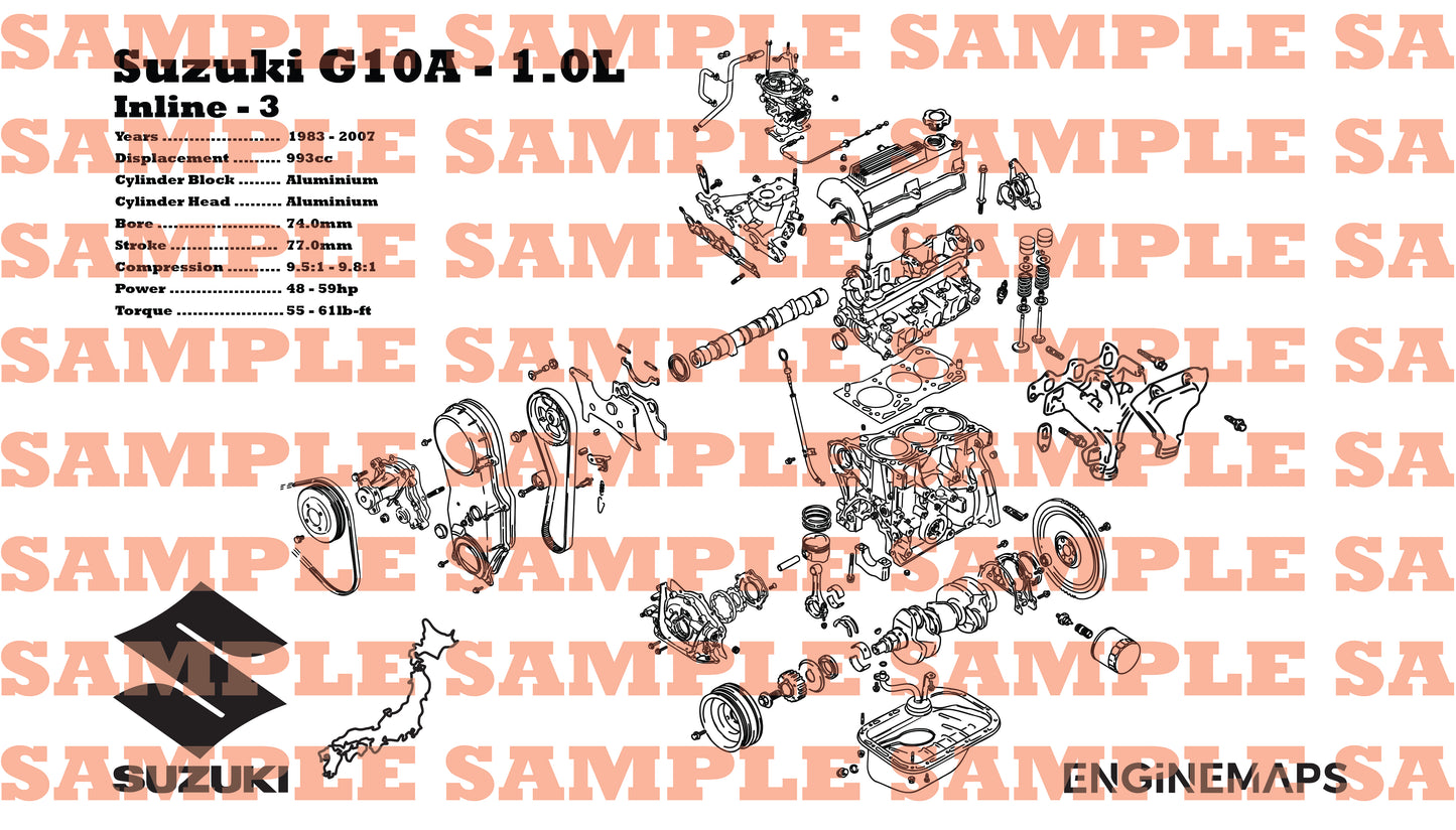 Suzuki G10A 1.0L Exploded View Banner