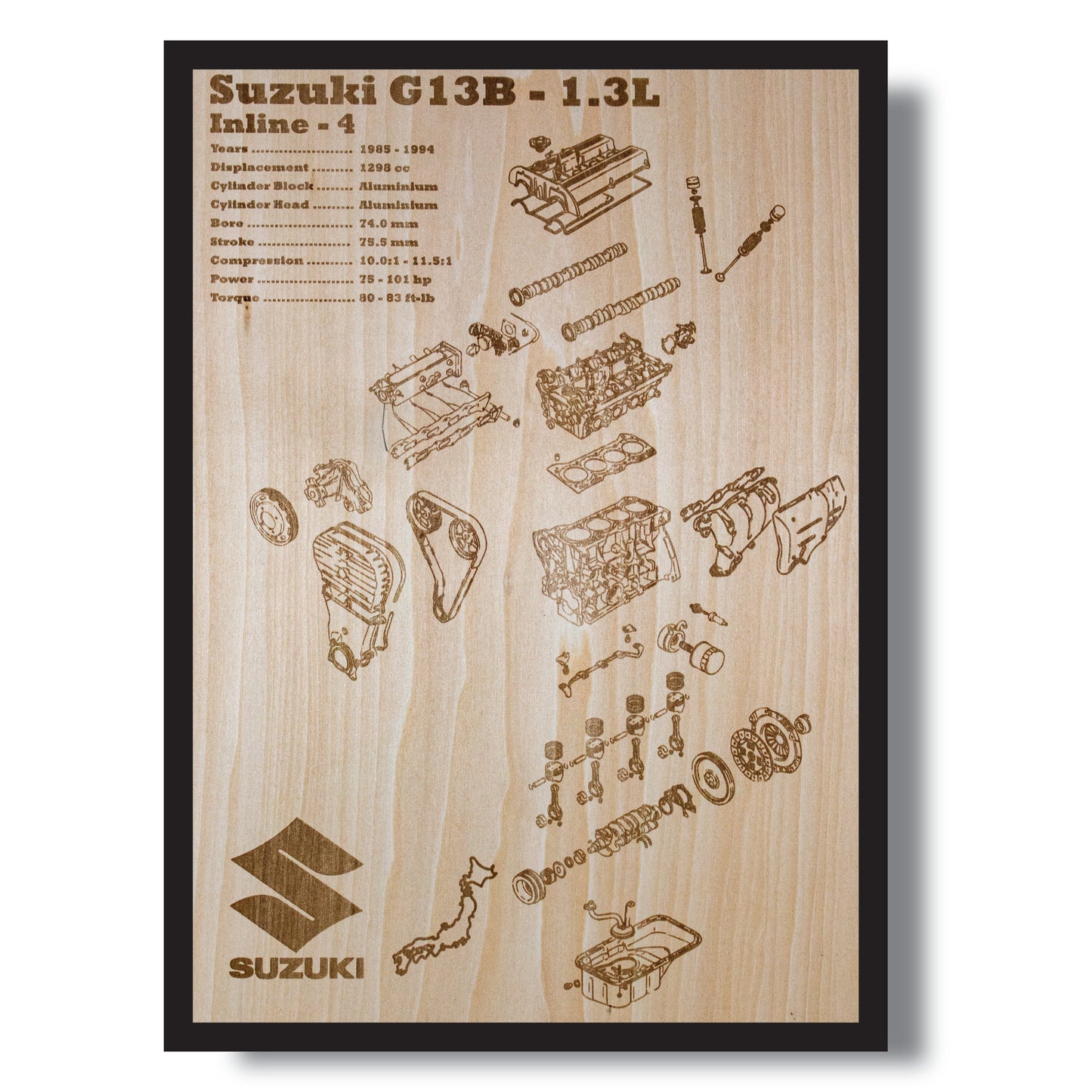 Suzuki G13B 1.3L exploded view poster