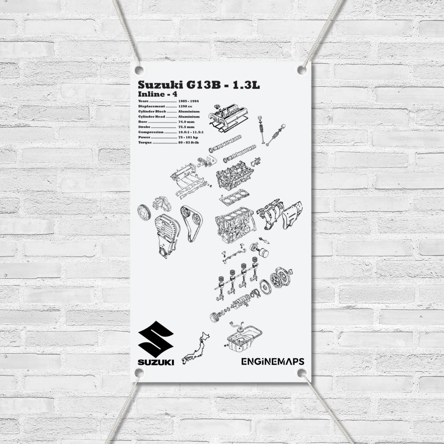 Suzuki G13B 1.3L Exploded View Banner