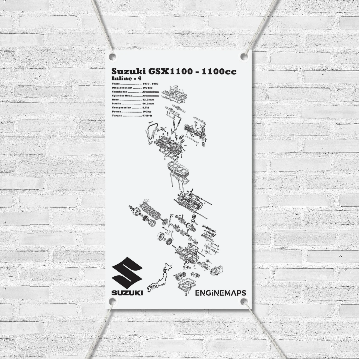 Suzuki GSX1100 1100cc Exploded View Banner