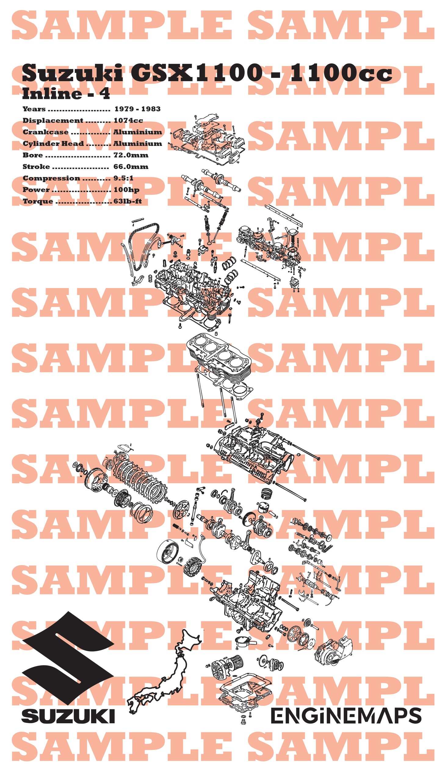 Suzuki GSX1100 1100cc Exploded View Banner