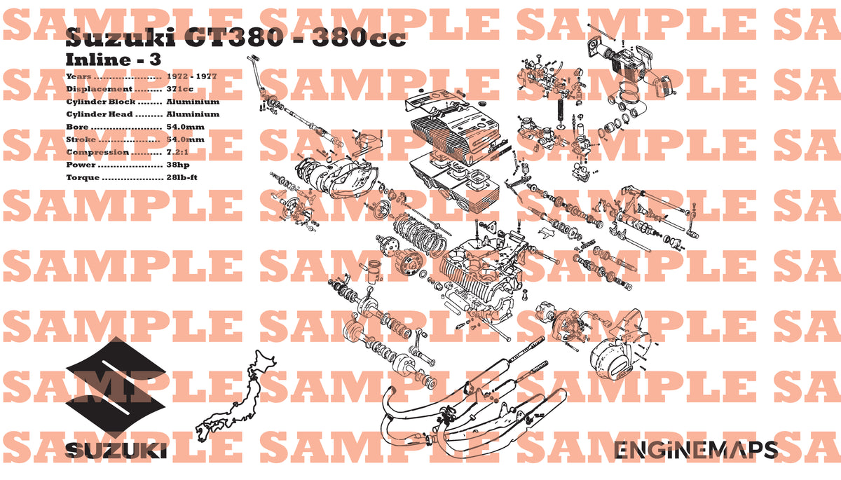 Suzuki GT380 380cc Exploded View Banner