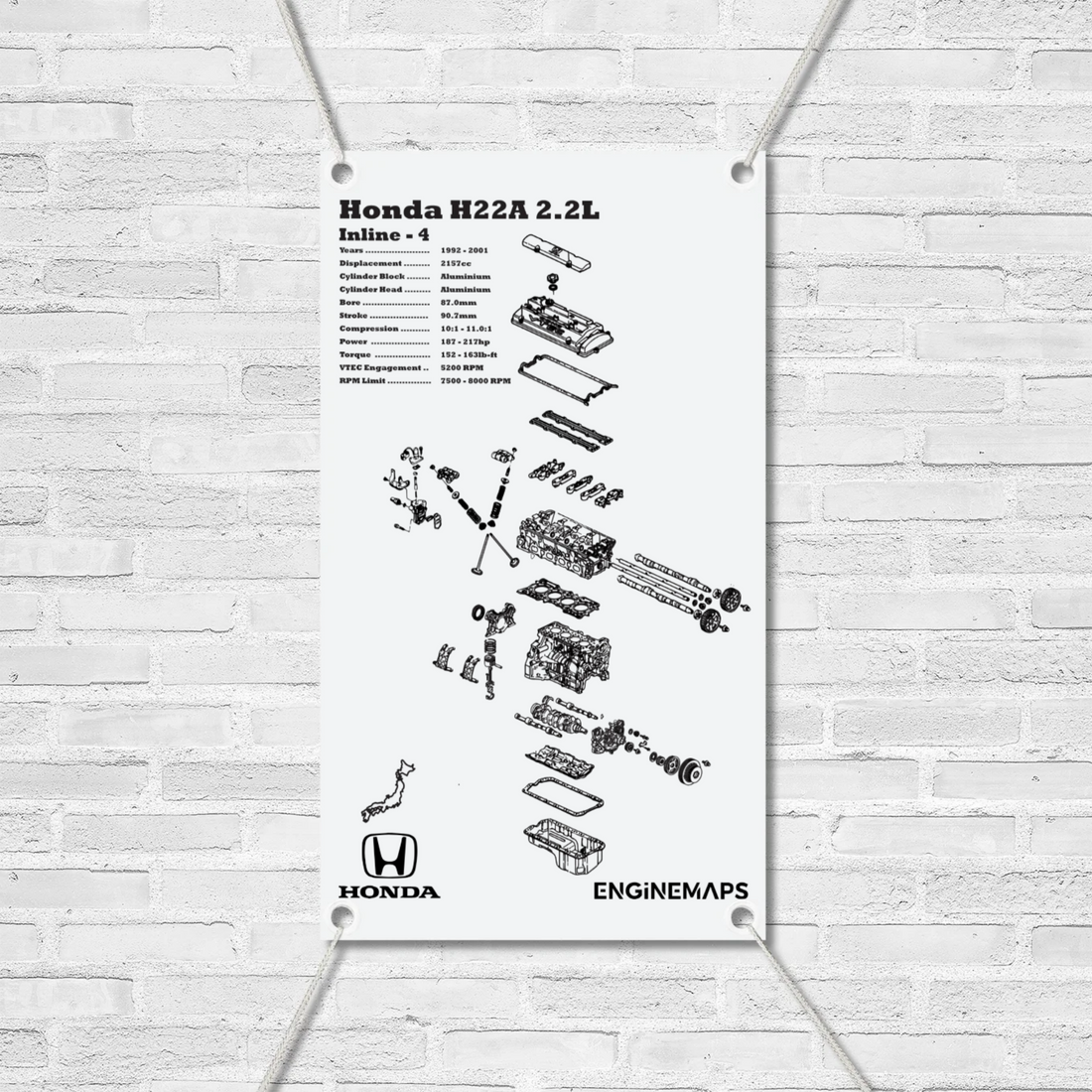Honda H22A 2.2L Exploded View Banner – EngineMaps
