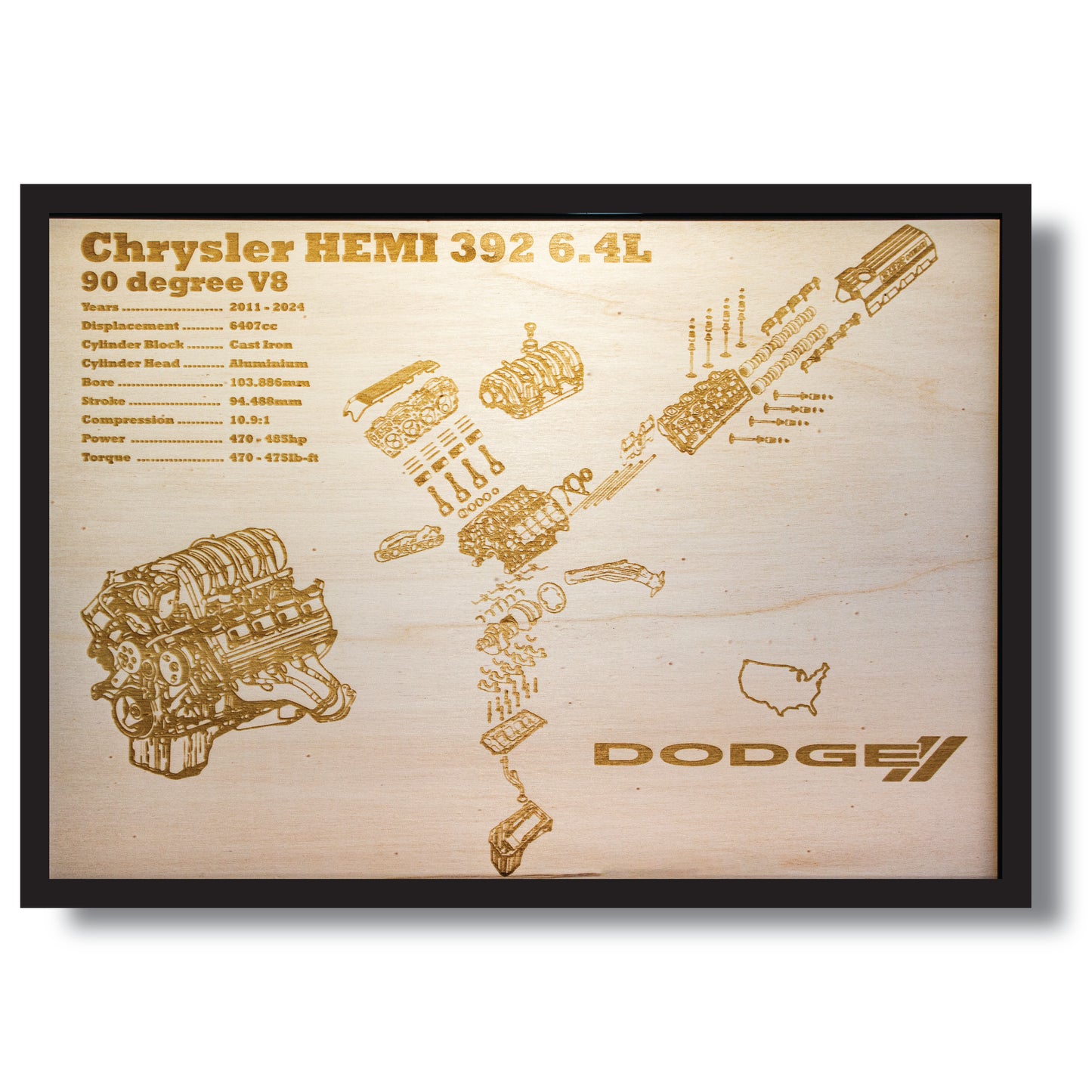 Chrysler HEMI 392 6.4L Exploded View Poster