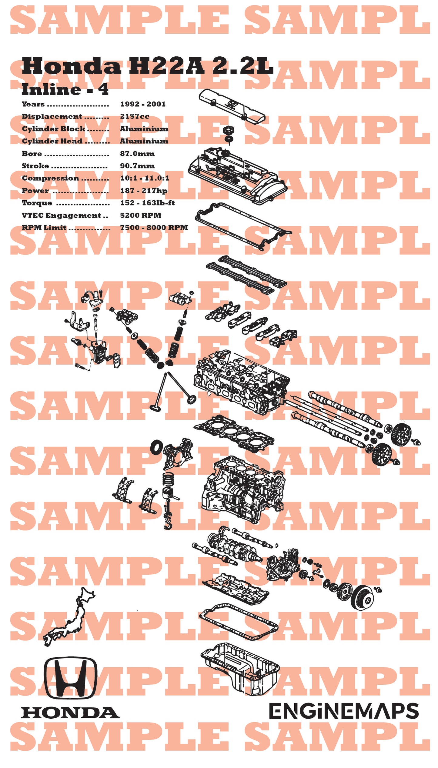 Honda H22A 2.2L (VTEC) Exploded View Banner