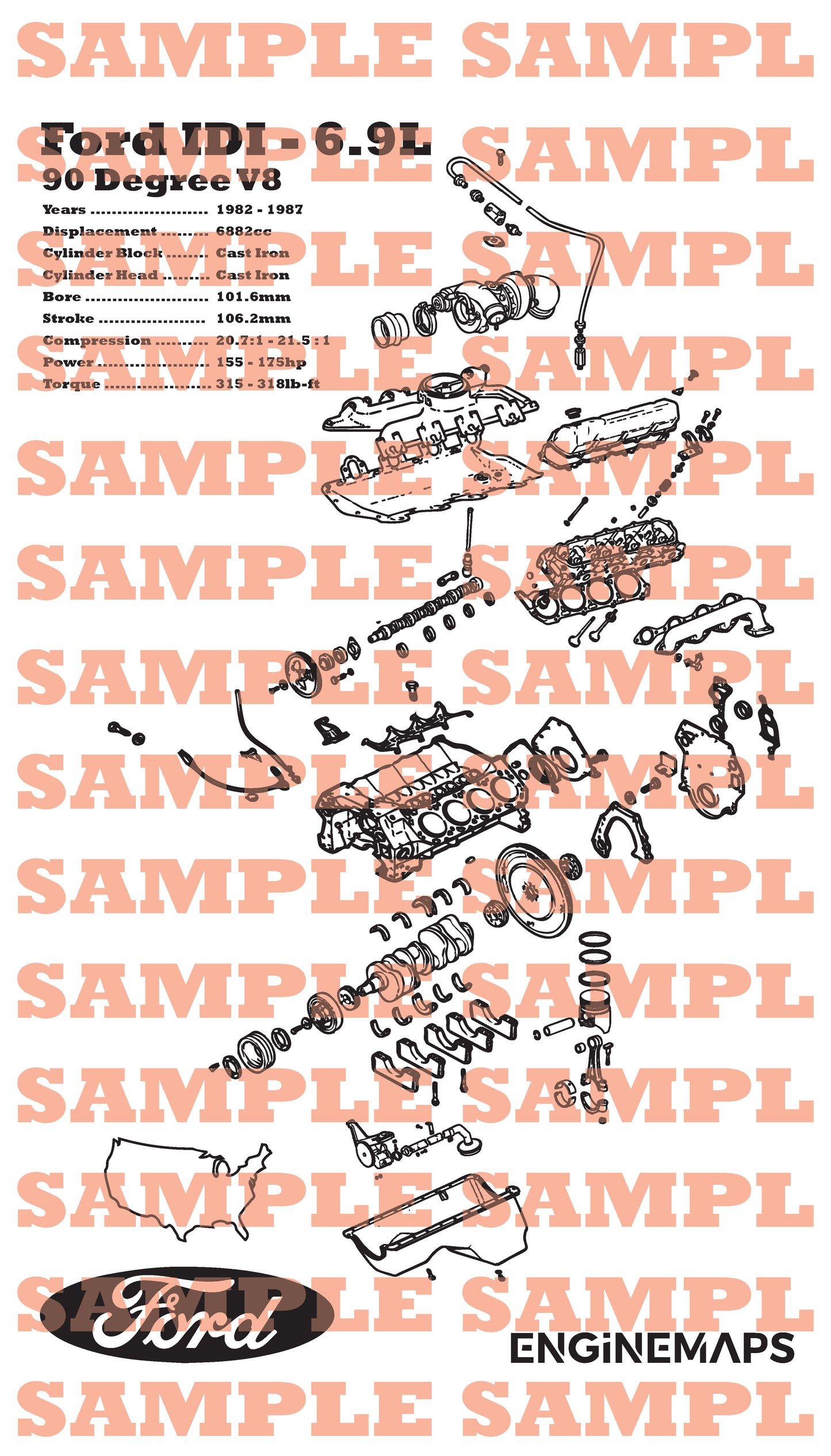 Ford IDI 6.9L exploded view banner