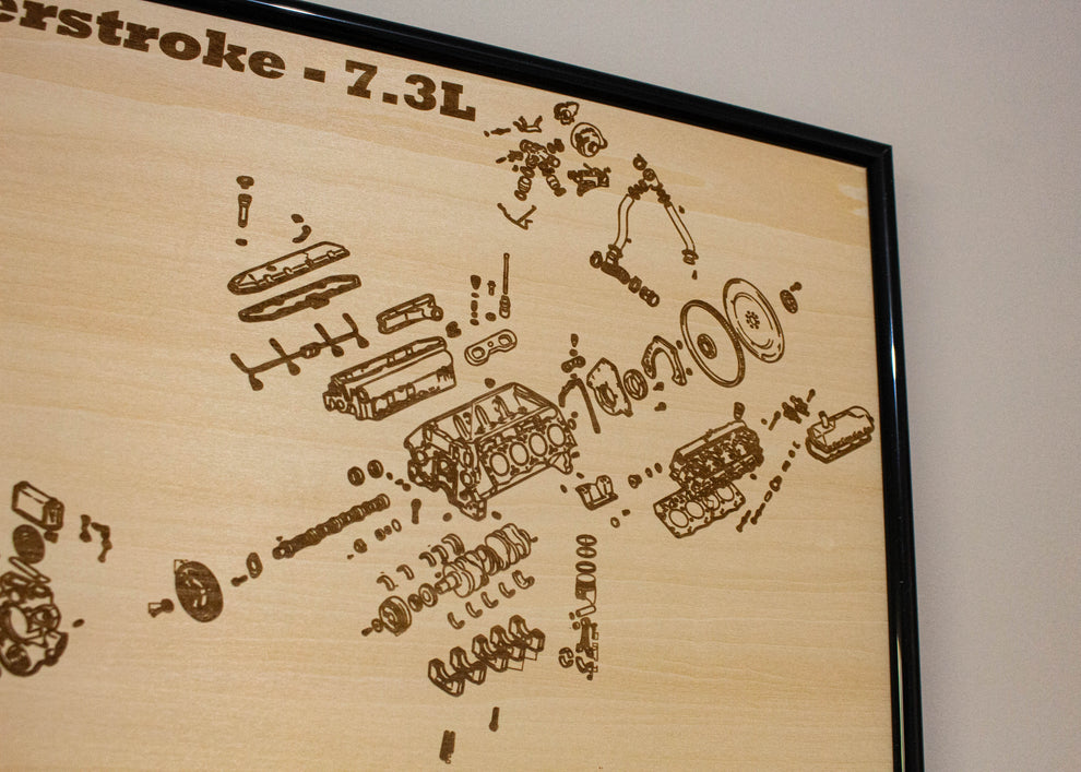 Ford Powerstroke 7.3L exploded view poster – EngineMaps