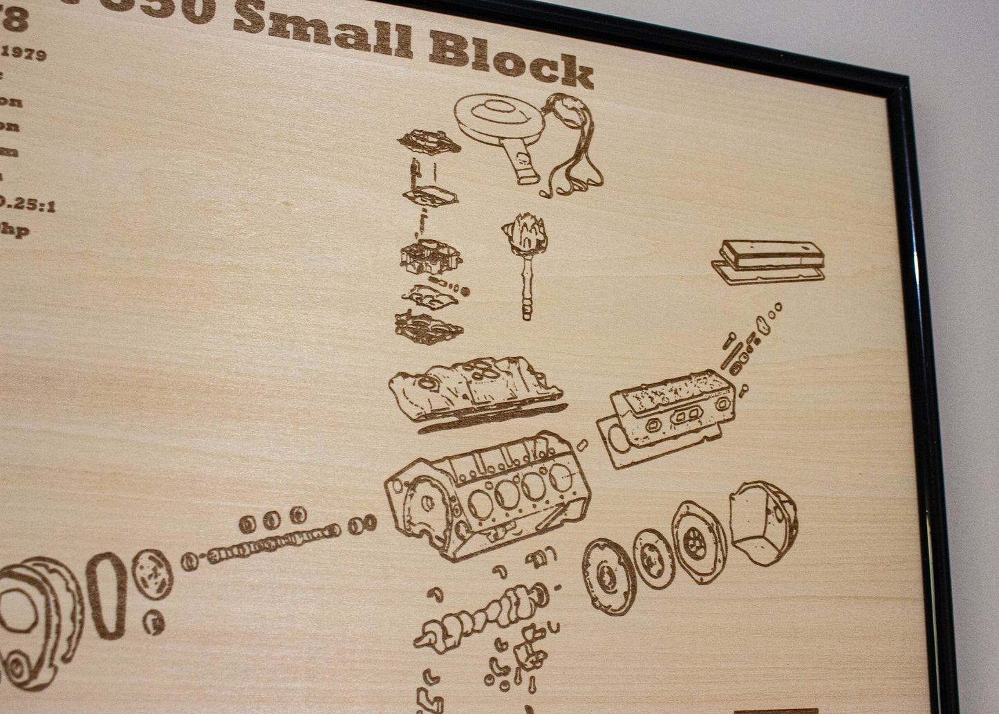 Chevrolet L48 350 small block 5.7L exploded view poster