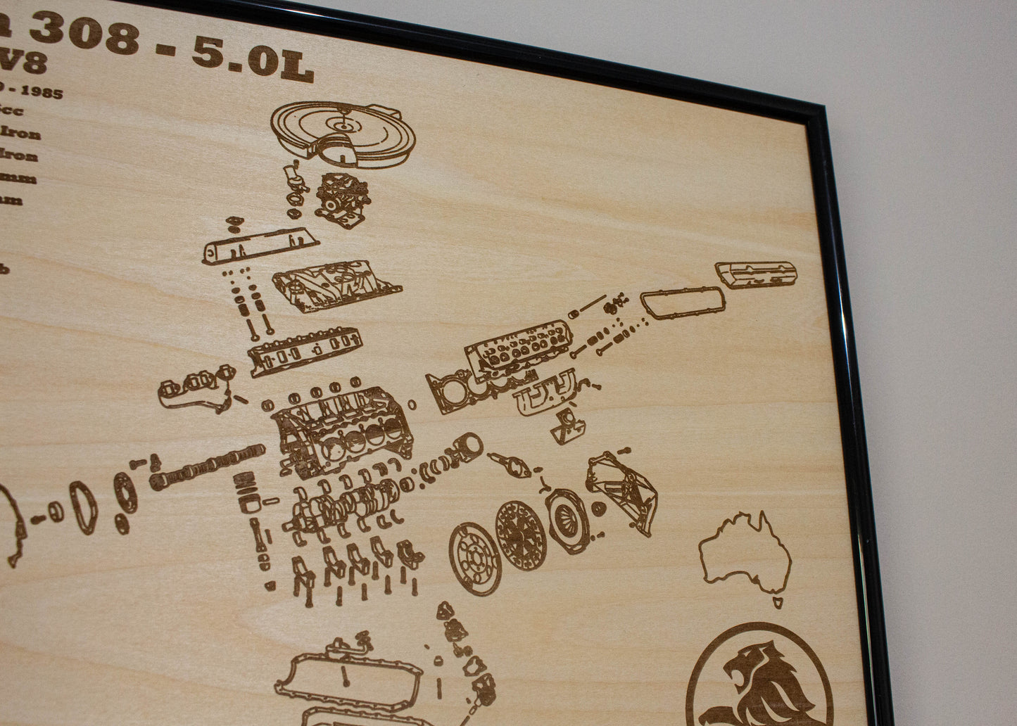 Holden 308 5.0L Engine Exploded View Poster