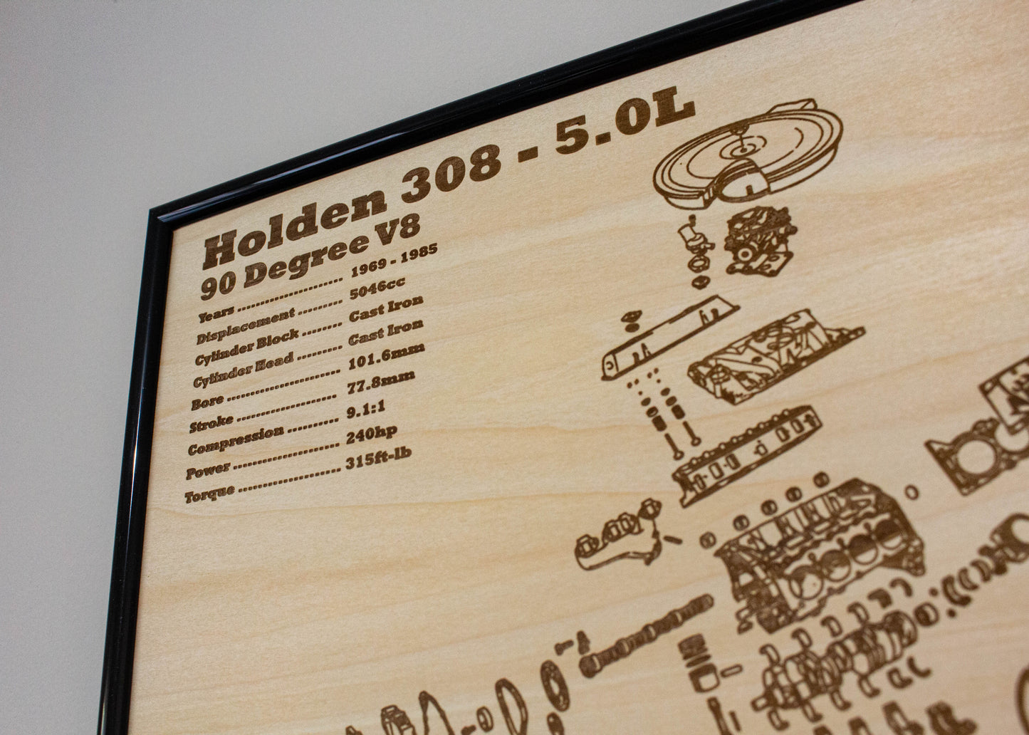 Holden 308 5.0L Engine Exploded View Poster